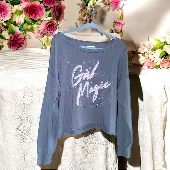 Grayson Threads l Girl Magic l Cropped Sweatshirt l Rolled Hem l XXL l EUC - Picture 1 of 11